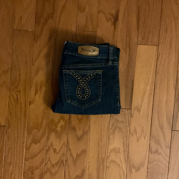 Brass Studded Gold Stitch Slight Stretch Zipper 🪰 Blue Jeans! - Picture 12 of 13